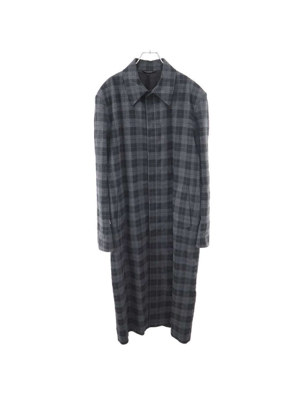 Balenciaga Check Long Coat Black Gray 46